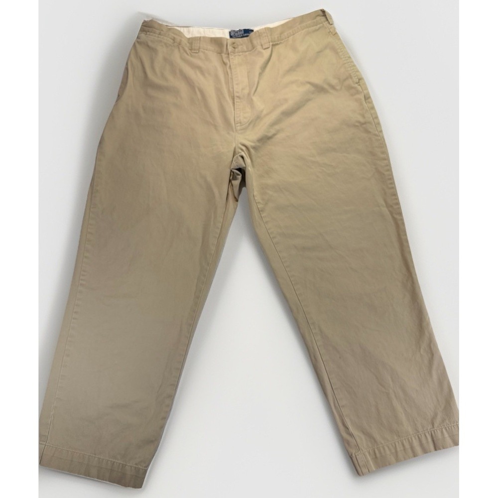 VTG 90s Polo Ralph Lauren Men 40x30 Philip Pant Khaki Wide Leg Chino Flat Front